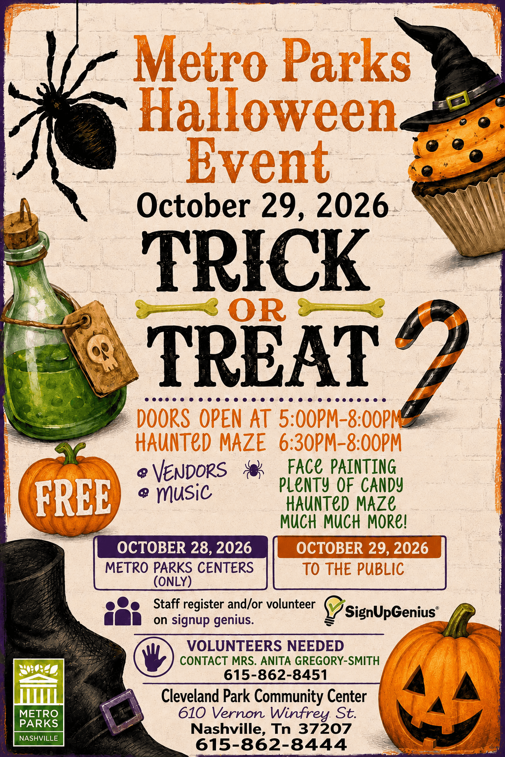 Metro Parks Halloween Event flyer